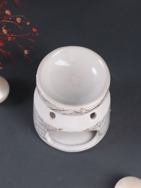 Аромалампа керамика "Белый мрамор с золотыми трещинками" 9,8х9,8х11 см