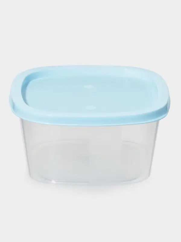 Контейнер пищевой, 900 мл, 14.9&times;14.9&times;7.4 см, квадрат, прозрачный, крышка голубая
