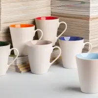 Кружка New Bell матовая, белая с черным