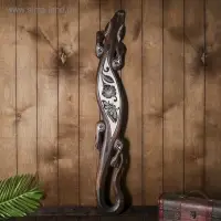 Панно настенное дерево "Геккон коричневый с бабочкой и цветком" 1,5х15х100 см