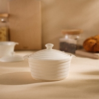 Кастрюля из жаропрочной керамики SL Home &laquo;Санторини&raquo;, 750 мл, 19&times;16&times;7,5 см, цвет белый