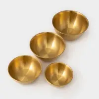 Миски-салатники Sphere, 950 мл, 1,55 л, 2,4 л, 3,4, с мерной шкалой, нержавеющая сталь, набор 4 шт, золотые