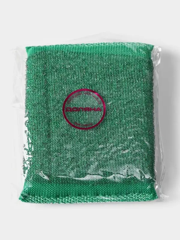 Губка для посуды Доляна, со стальной стружкой, 12&times;9&times;1.5 см, МИКС