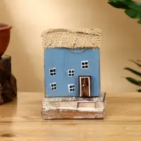 Сувенир "Дом" дерево Албезия 9х11х11 см, цв. синий