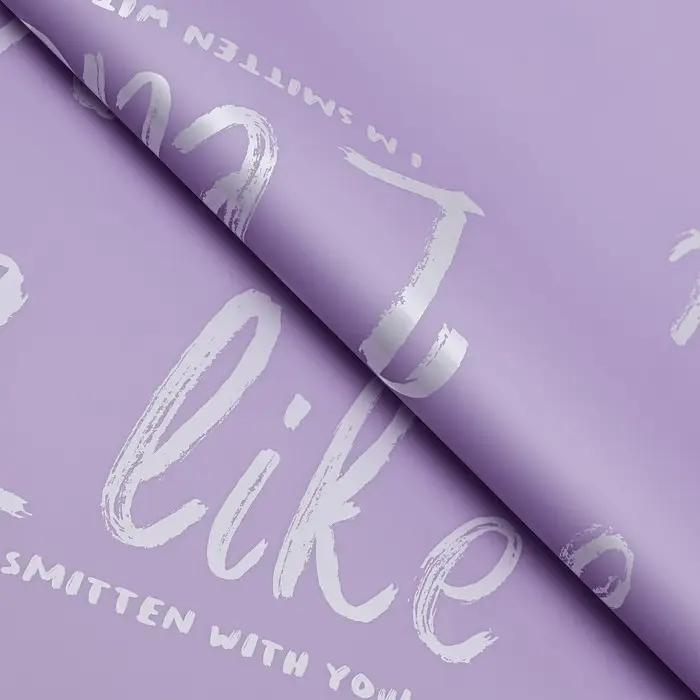 Пленка для цветов матовая, &laquo;Ты мне нравишься&raquo;, 57&times;57 см, лиловый, 65 мкм