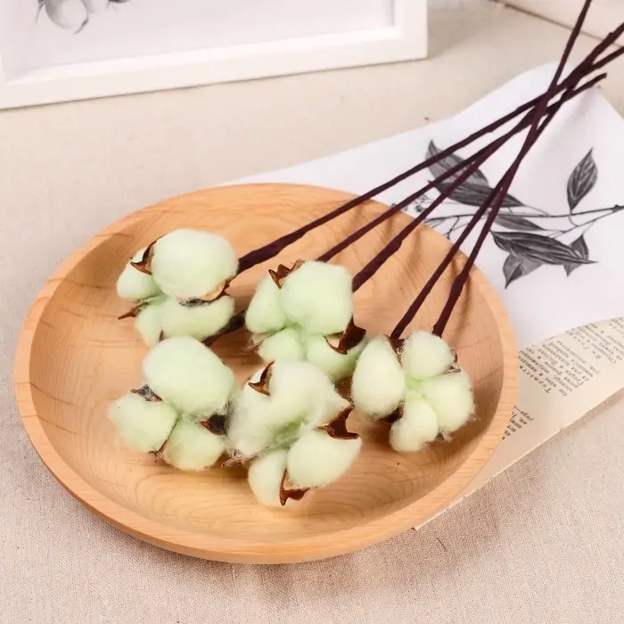 Декор сухоцвет "Хлопок" d-5 см 30 см, зелёный