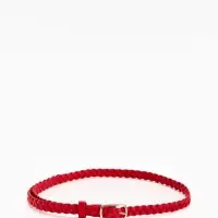 Ремень жен 03-01-01-01, Июнь2501, 1,8*0,3*110 см, без винта, пряж золото, 1 прокол, красный   109031