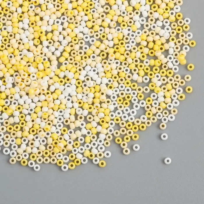 Бисер стекло 11/0 "Меланж жёлтый.  Глянец" 10 гр