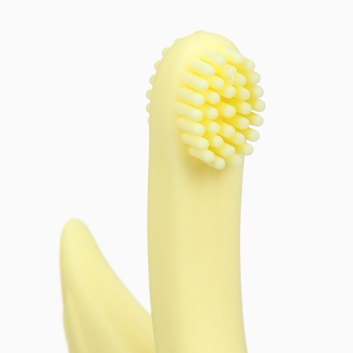 Прорезыватель силиконовый для зубов Крошка Я &laquo;Лебедь&raquo;, щеточка, на присоске, желтый