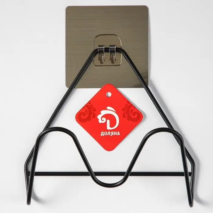 Держатель для крышек и разделочных досок Доляна, 16&times;8&times;14,6 см, на липучке, цвет чёрный