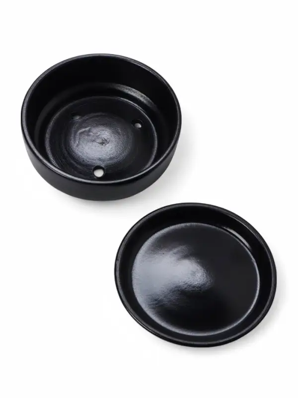 Горшок бонсайница 0,7 л, 15&times;5,5 см  для кактусов и суккулентов черный, керамика "Огма"