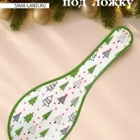 Подставка под ложку &laquo;Елочка&raquo; 26.5&times;9.5&times;2.5 см, стекло, белая, зелёная