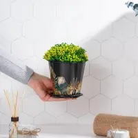 Горшок для цветов Доляна &laquo;Голди&raquo;, 800 мл, цвет чёрный