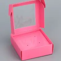 Коробка для бижутерии с PVC окном 8&times;8&times;3 см, розовый