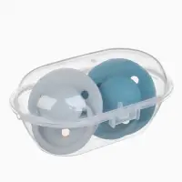 Набор классических пустышек, 2 шт., латекс, серый/серо-синий, в контейнере, от 6 мес., M&B