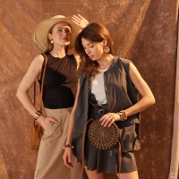 Серьги из дерева &laquo;Ваканда&raquo; стиль, плетёный диск, цвет бежево-коричневый