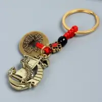 Брелок металл нэцке "Дракон на корабле" 5 монет набор 2 шт h=8 см