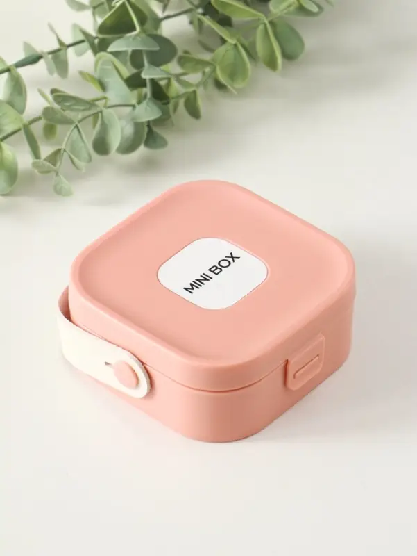 Шкатулка пластик для украшений с зеркалом, с ручкой 3 ячейки, 3 полосы, персик 9х9х3,8 см