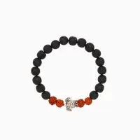 Браслет "Черепашка" лава, рудракша, длина 18 см, цв. чёрный, коричневый
