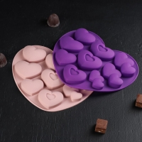 Форма для шоколада &laquo;Лямур&raquo;, силикон, 20,5&times;19&times;2 см, 9 ячеек, цвет МИКС