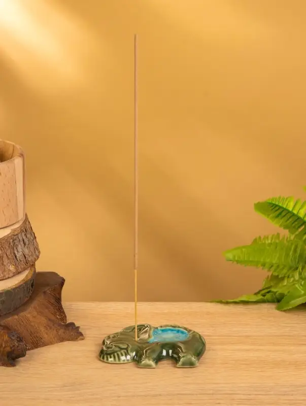 Подставка под благовония "Слон" керамика, цв. зелёный, 8х6,5х1 см