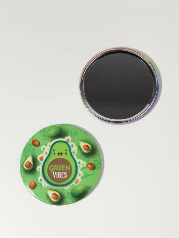 Зеркало карманное Green Vibes, d=7 см, зелёное