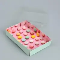 Кондитерская упаковка, коробка для макарун с пластиковой крышкой, &laquo;Макаруны&raquo;, 18 х 12 х 3.5 см