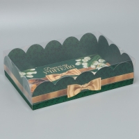 Коробка для печенья, кондитерская упаковка с PVC крышкой, &laquo;Дорогому учителю&raquo;, 20 х 30 х 8 см