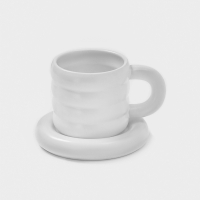 Чайная пара Доляна &laquo;Зефир&raquo;, 350 мл, керамика, белая