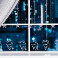 Гирлянда &laquo;Бахрома&raquo; 2.4 &times; 0.9 м с насадками &laquo;Олень&raquo;, IP20, прозрачная нить, 138 LED, свечение белое, 8 режимов, 220 В