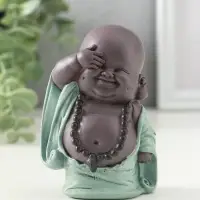 Сувенир полистоун "Счастливый хотей" зелёно-коричневый 5х7,5х10 см