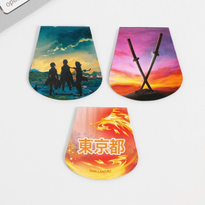 Закладки магнитные для книг, 3 шт &laquo;Аниме. Парни&raquo;