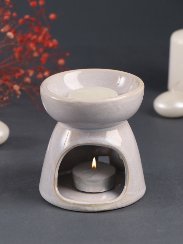 Набор: аромалампа для эфирных масел, мелтсы из воска ароматические &laquo;Слон со слонёнком&raquo;, светлый беж, 10&times;10&times;9 см