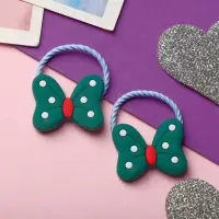 Резинка для волос "Крошка" (набор 2 шт) бантик горошек, зелёный