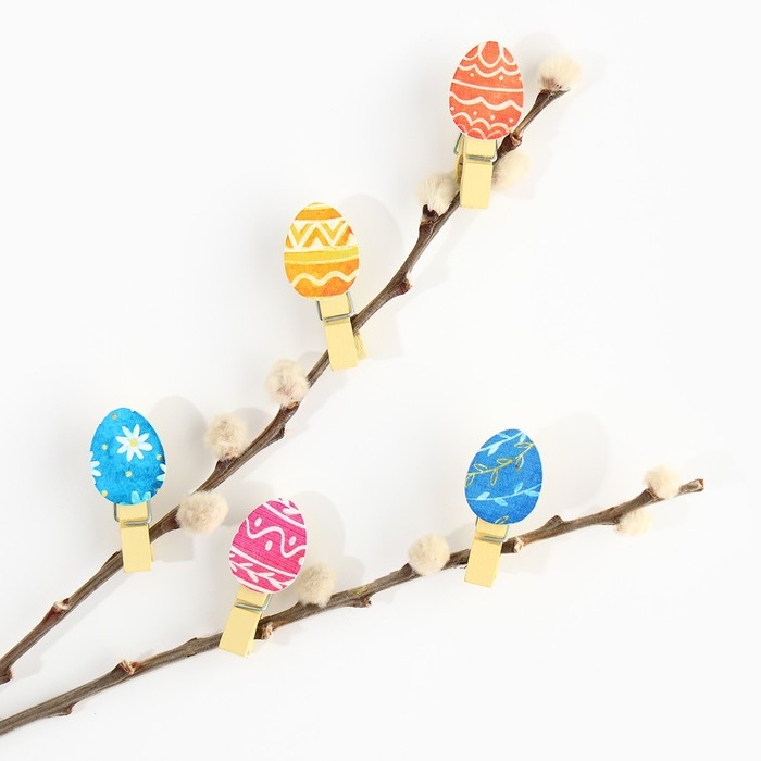 Набор прищепок для украшения вербы &laquo;Со Светлой Пасхой!&raquo;, 10 х 12 см.