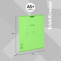 Тетрадь 12 листов в линейку ErichKrause &laquo;Классика CoverPrо Neon&raquo;, пластиковая обложка, блок офсет, белизна 100%, зелёная