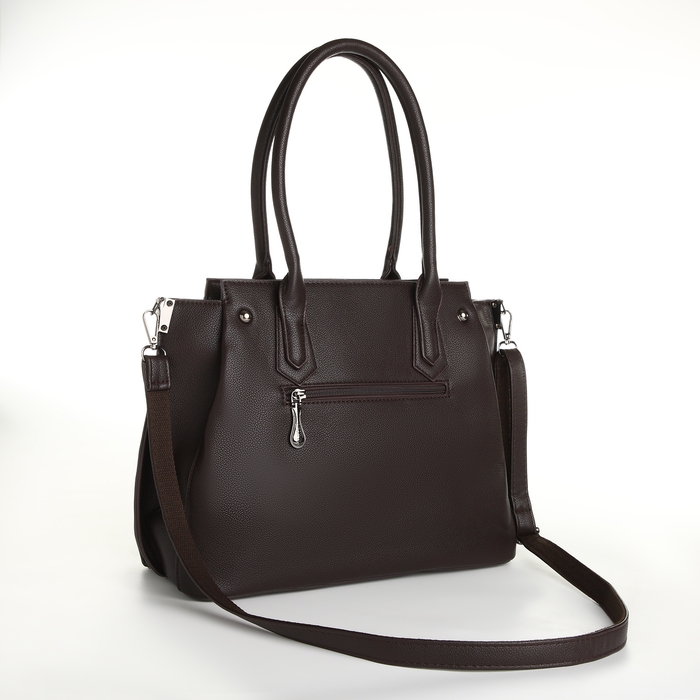 Сумка женская тоут, на молнии, цвет тёмно-коричневый