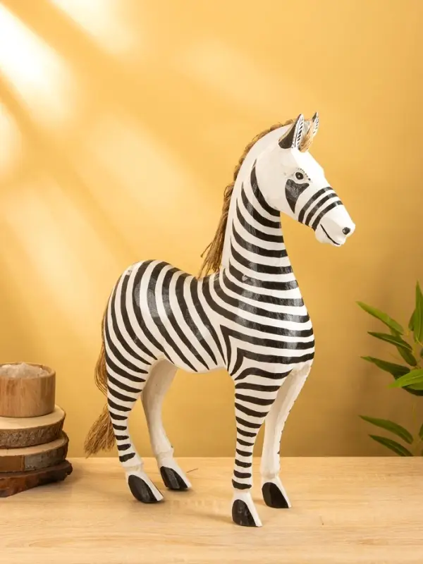 Сувенир "Зебра" дерево 33х11х53 см, цв. чёрно-белый