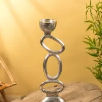 Подсвечник "Кольца" алюминий 21х12,5х65 см
