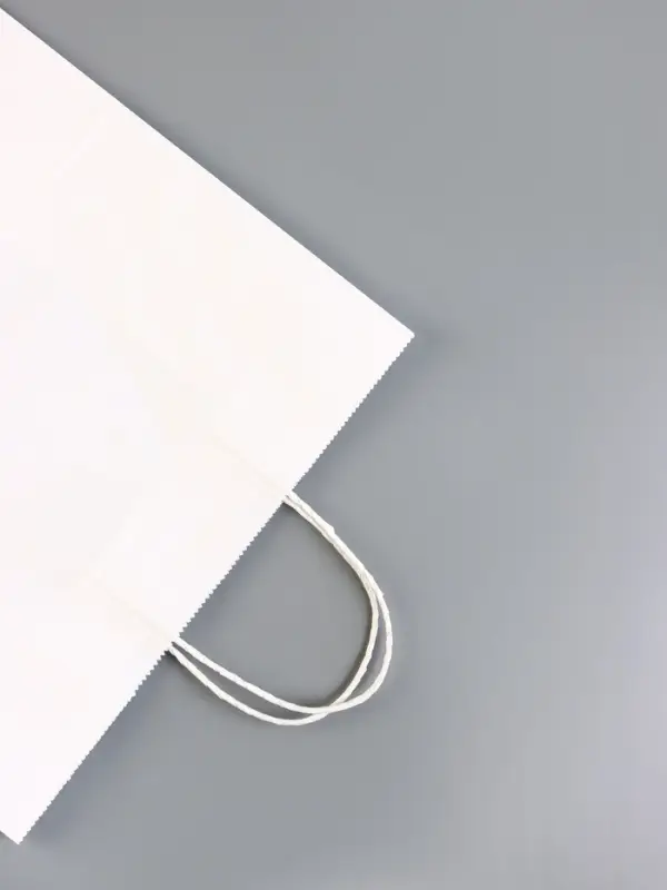 Пакет крафт без печати, белый, круглая ручка 32&times;18&times;37 см