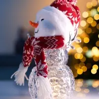 Фигура &laquo;Снеговик в красном&raquo; 28 см, 1 LED, от батареек ААА&times;3, свечение тёплое белое