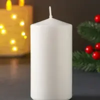 Свеча столб 50х100мм с декором, конь, белая