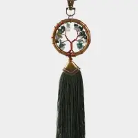 Брелок ловец снов "Великое древо" 19 см, цв. тёмно-зелёный