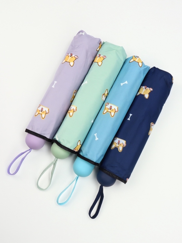 Зонт механический &laquo;Корги&raquo;, эпонж, 4 сложения, 8 спиц, R = 50/55 см, D = 110 см, цвет МИКС