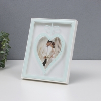 Фоторамка пластик на 1 фото13х18 см "Сердце с бантиком" белый бумага тиснение 18х2х23 см