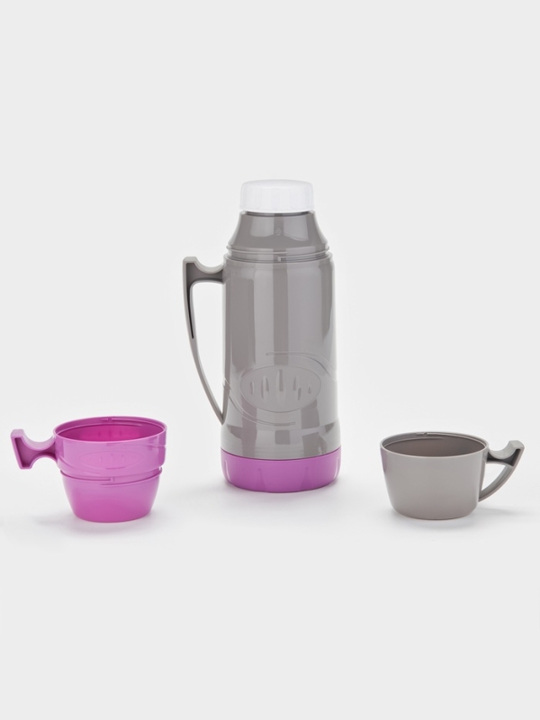 Термос 1 л, со стеклянной колбой, 11х31см, фиолетовый