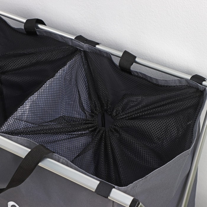 Корзина для белья Доляна Color, складная, двойная, 61&times;36&times;57 см, цвет серый