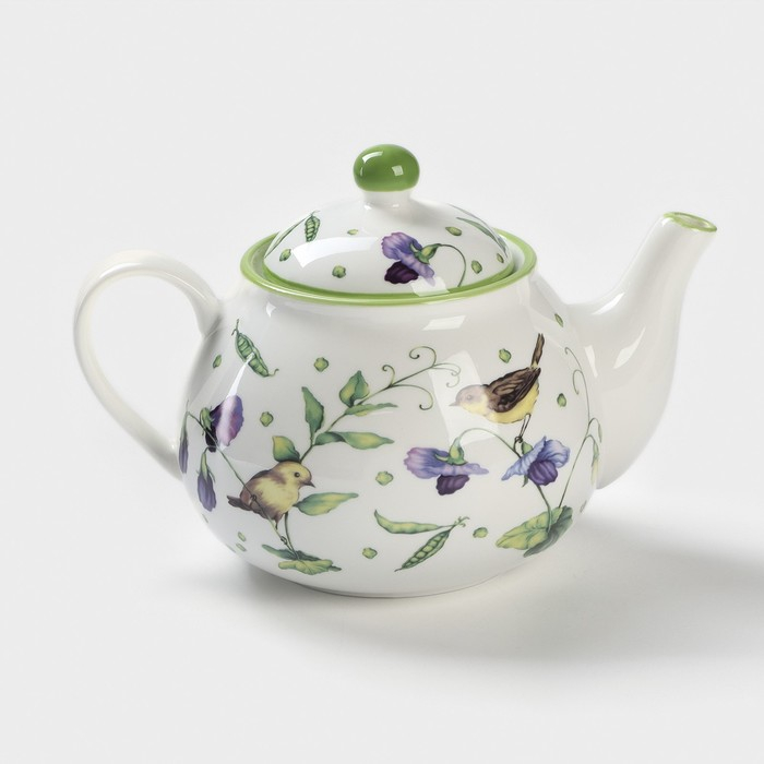 Чайник фарфоровый заварочный Доляна &laquo;Зелёный сад&raquo;, 900 мл