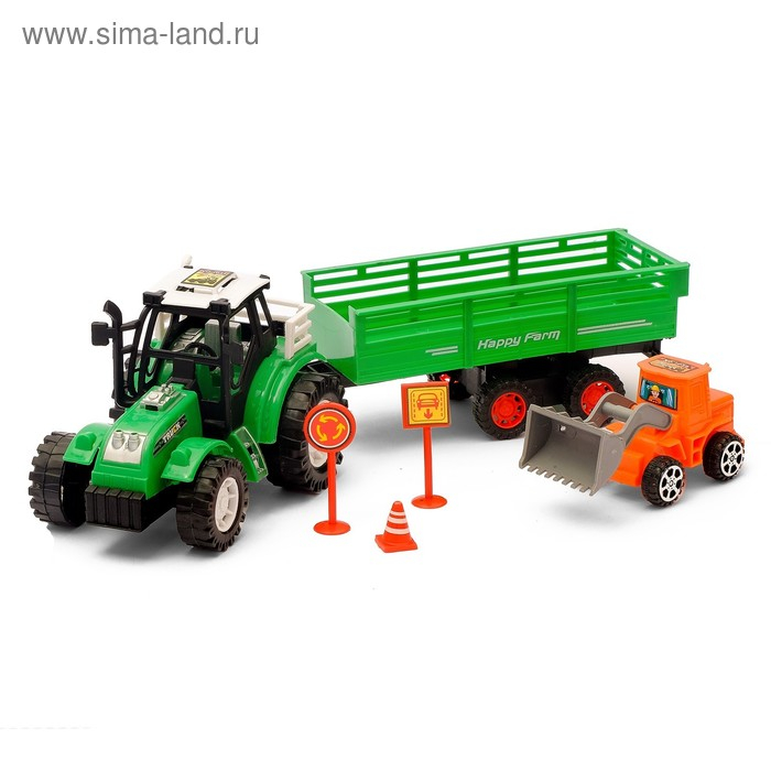 Трактор инерционный &laquo;Фермер&raquo;, с прицепом, цвета МИКС