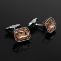 Запонки медные &laquo;Элегантность&raquo;, цвет оранжевый в серебре